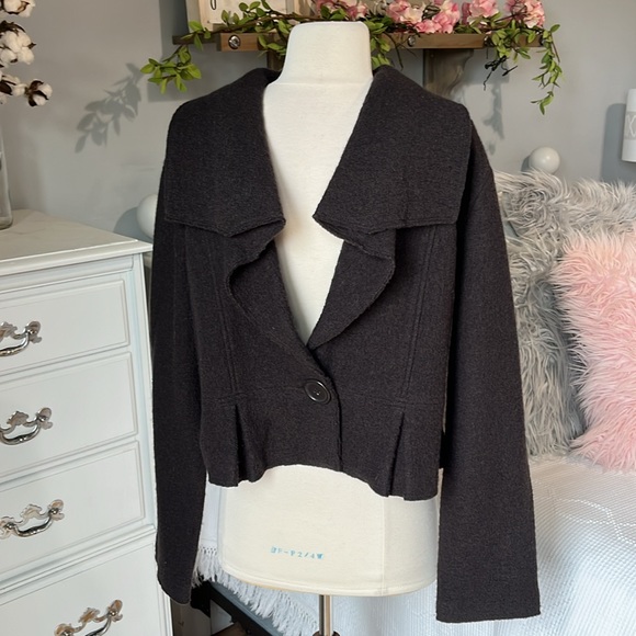 Wool coat jacket lightweight dark brown womens M Blazer Essentials by ABS - Picture 13 of 14